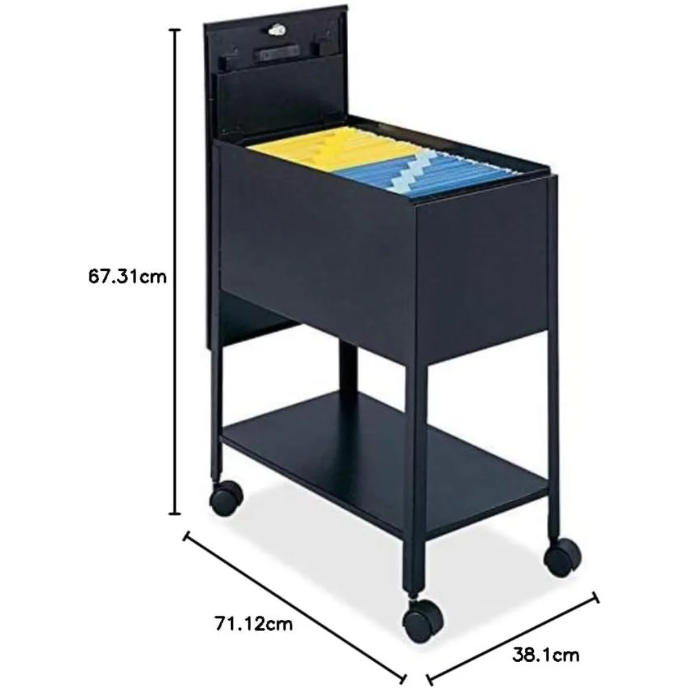 แฟ้มอ่างเคลื่อนที่ลึกพิเศษ รถเข็นแฟ้มกลิ้ง เหมาะกับตัวอักษรและโฟลเดอร์แขวนขนาดกฎหมาย พร้อมฝาปิดล็อคและกุญแจ 2 ดอก