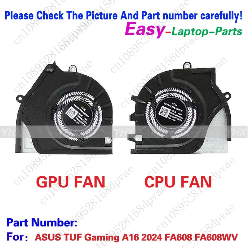 

GYX New For ASUS TUF Gaming A16 2024 FA608 FA608WV CPU+GPU COOLING FAN R+L