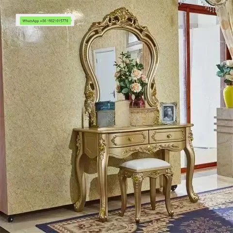 HJ master bedroom dresser modern simple makeup mirror storage box small apartment luxury champagne gold dresser