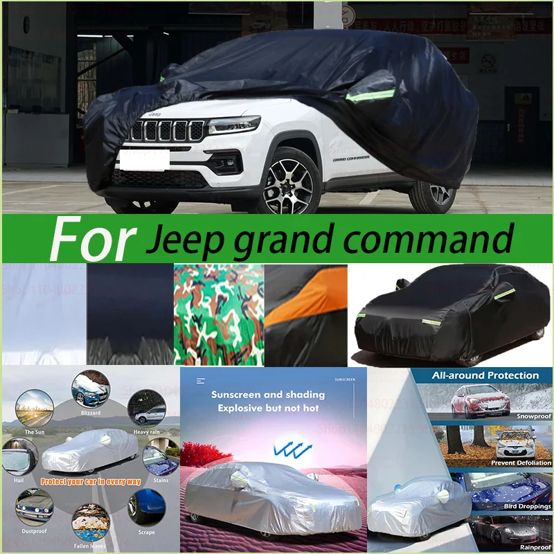 

For Jeep Grand Command Windproof Car Cover with Reflective Strip Auto Anti-UV Sun Rain Snow Dust Paint Protect Cover