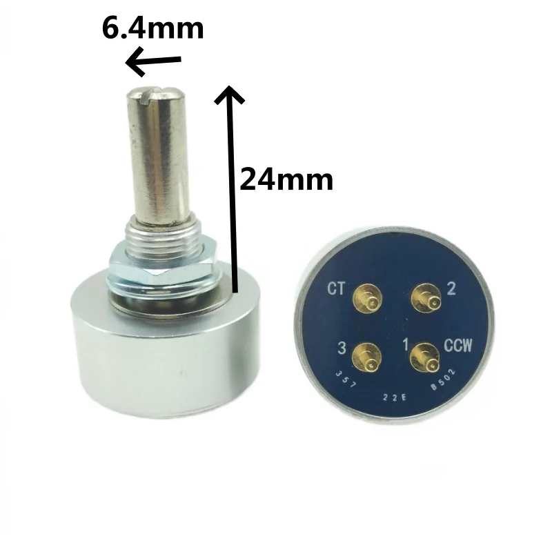 1pcs，Single-turn 360-degree rotary potentiometer，R357 B5K，4Pins，with center tap，Can replace 6187R5K CT