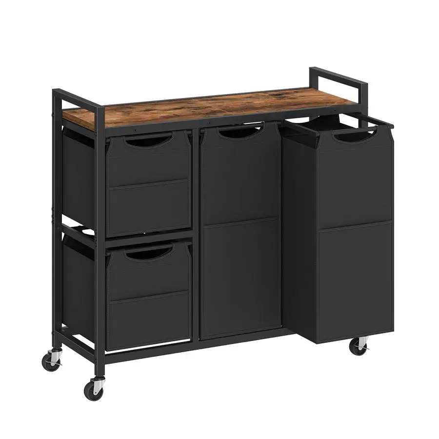 

Laundry Sorter with 4 Section, 39 Gal. 147 L Laundry Hamper with Wheels, Rolling Laundry Basket with Shelf, PullOut Detachable B