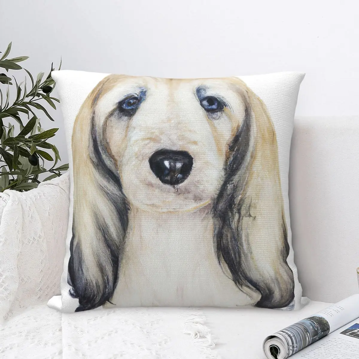 Adorable Watercolor Afghan Hound Puppy Square Pillowcase Polyester Pillow Cover Cushion Decor Comfort Throw Pillow For Home Sofa