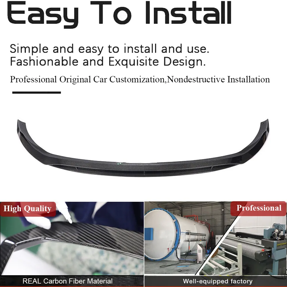For Benz W205 C205 A205 C300 C200 2019UP Real Carbon Fiber Front Bumper Lip Spoiler Car Accessories