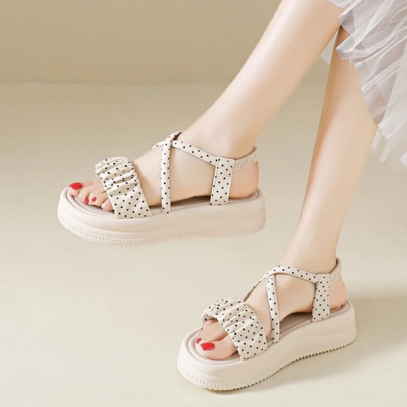 

2026 Summer Super Thick-soled Casual Comfortable Sandals Woman Open Toe Soft-soled Strap Platform Sandals