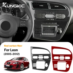 Real Soft Carbon Fiber Sticker For Seat Leon 2005 2006 2007 2008 2009 2010 2011 2012 LHD Car Central Control Panel Accessories