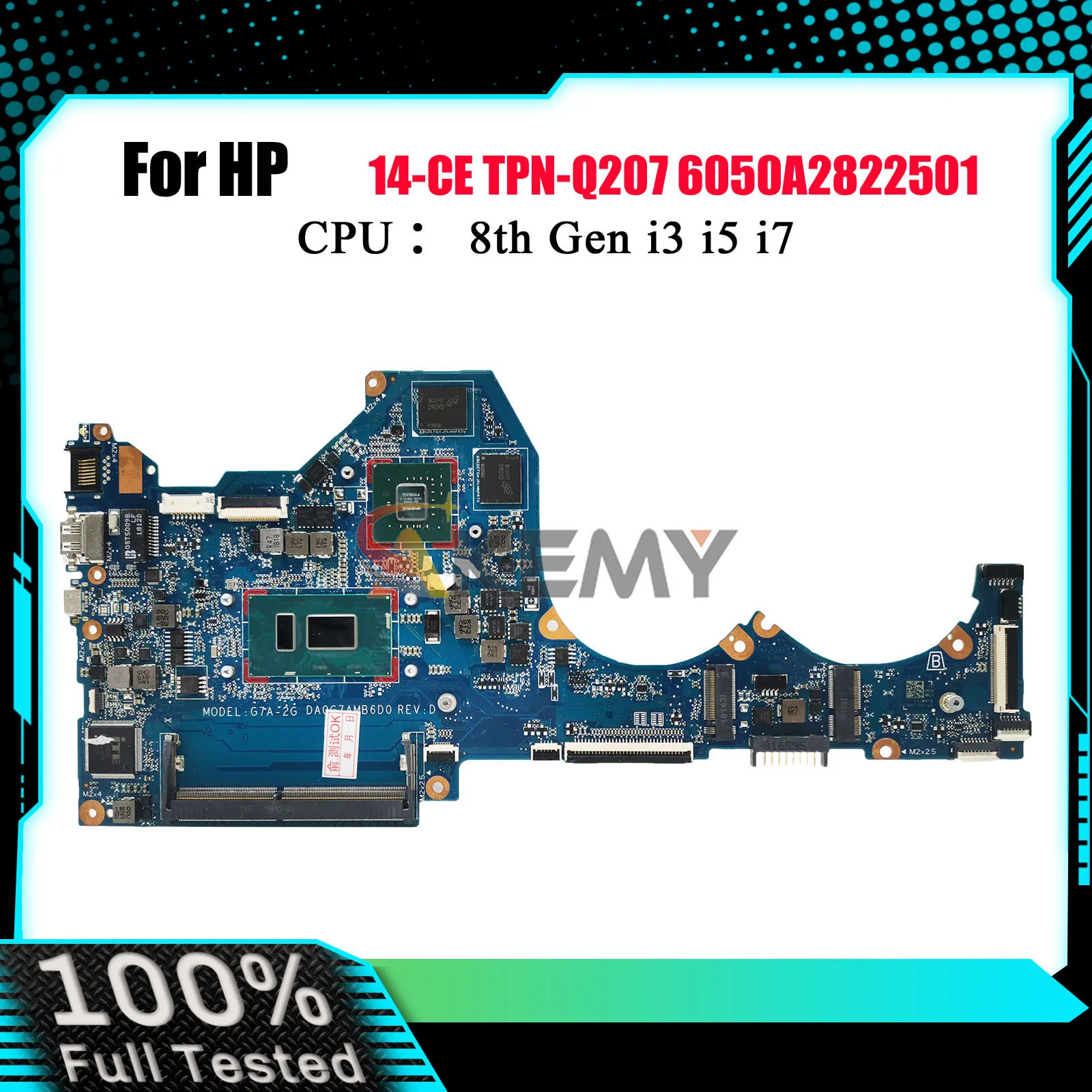 

DA0G7AMB6D1 Laptop Motherboard For HP Pavilion 14-CE With i3 i5 i7 8th Gen CPU L18495-601 100% Fully Tested