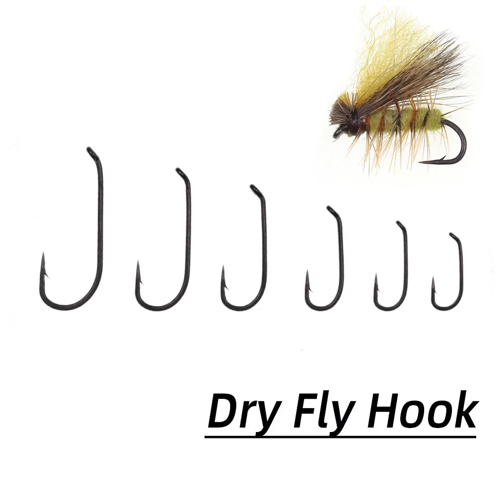 50 Stück Trockenfliegen-Angelhaken – 1 x feiner Draht, breites Band, schwarzes Nickel-Finish für Braun- und Regenbogenforellen-Fliegenbinden ( # 12-22)