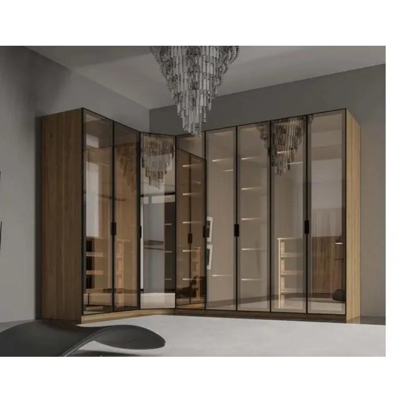 

New Fashion Modern Glass Door Modular Dressing Cabinet Bedroom Cabinet Modern Wardrobe Glass Cabinet Bedroom Closet