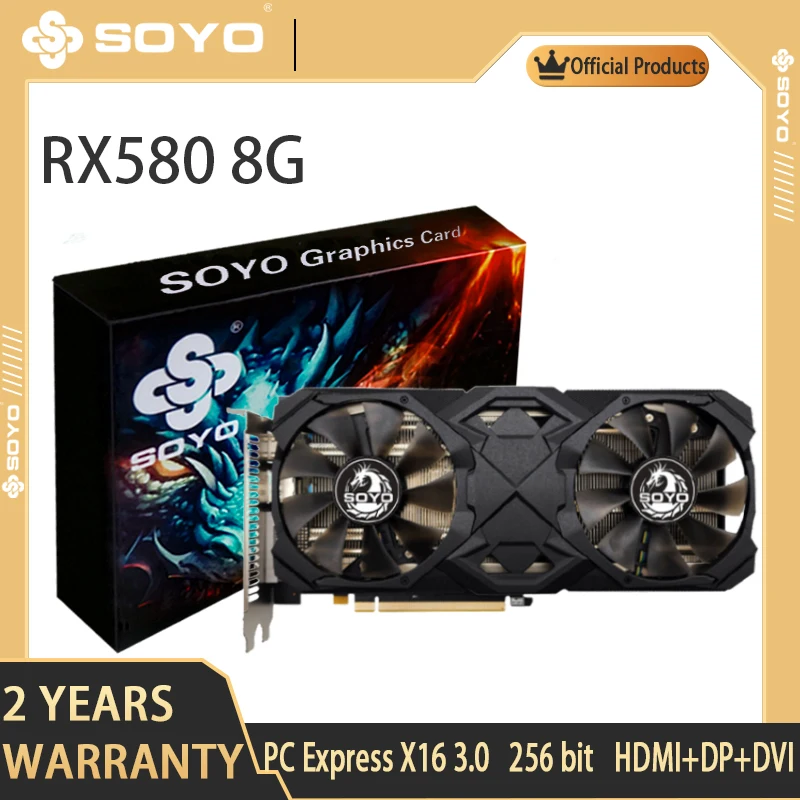 SOYO AMD RX580 8GB Graphics Card Gaming GDDR5 256Bit PCI Express 3.0 ×16 Radeon GPU Computer Video Card placa de video