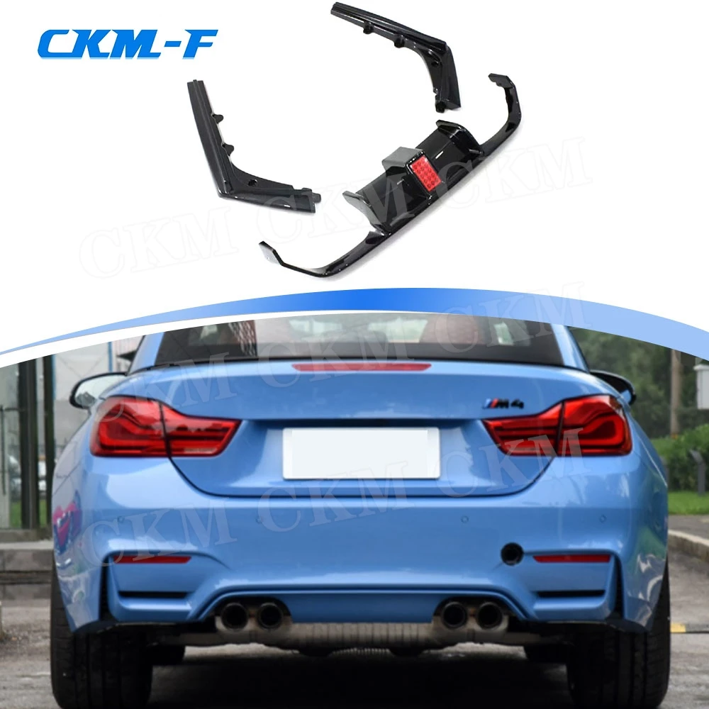 ABS Carbon Look Rear Diffuser Spoiler Accessories for BMW F80 M3 F82 F83 M4 2014-2019 ABS Black Bumper Lip Guard Car Body Kits