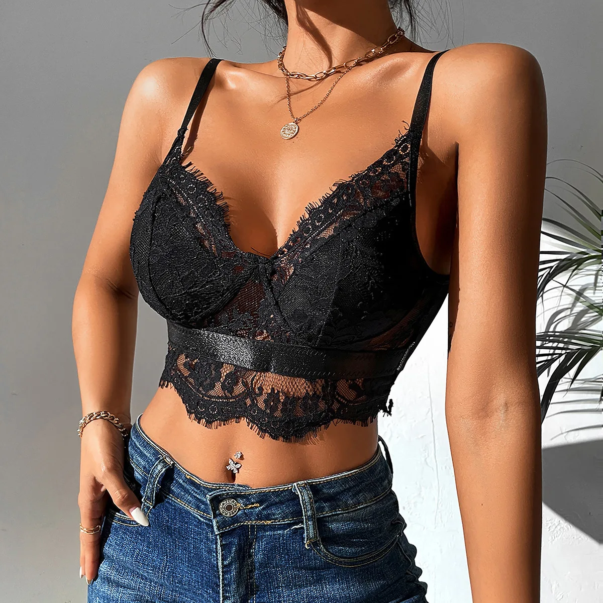 Women Black Lace Mesh Corset Crop Tank Tops Summer Halter Lingerie Backless Vest Slim Fit Adjustable Strap Camisole Skinny Tunic