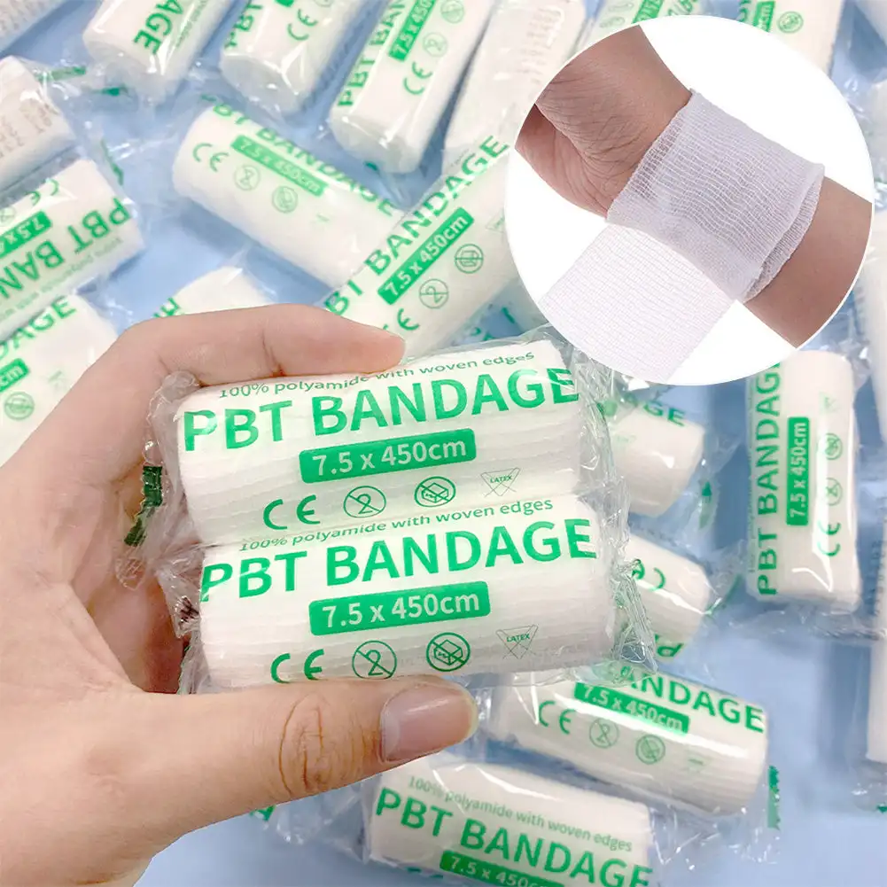 10rolls 7.5cm X 4.5m Cotton PBT Elastic Bandage Medical Supply Conforming First Aid Gauze for Wound Dressing Emergency Care