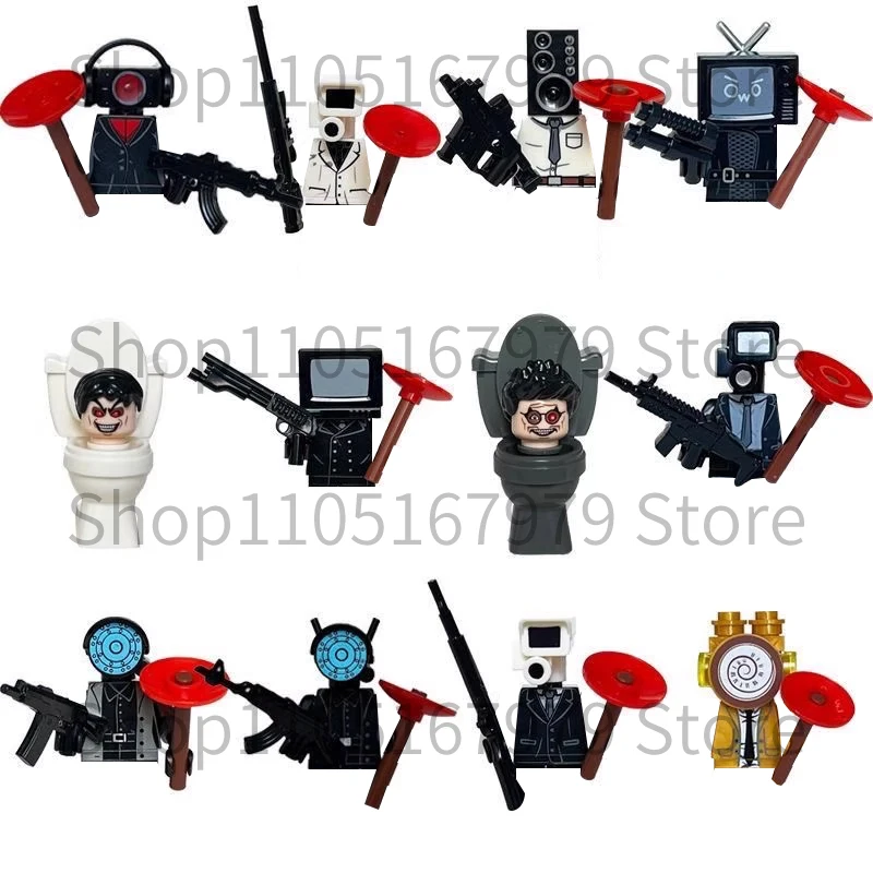 

12 шт./компл. Skibidi, фигурки туалетного человека, аниме, строительные блоки, игрушки, TvMan, Титан, оператор, спикермен, кирпичи, игрушки для детей, подарок на день рождения