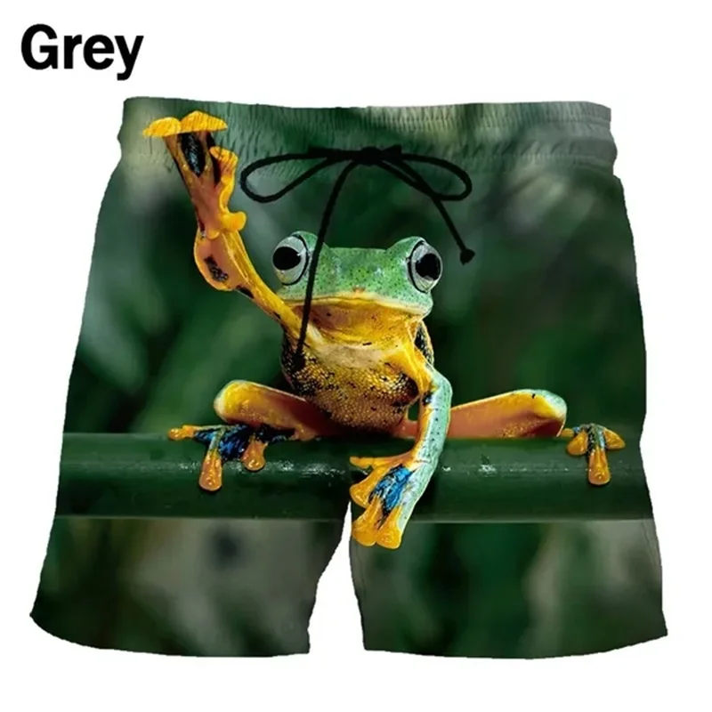 Personality Funny Frog Pattern Beach Shorts 3D Printing Animal Seaside Surf Board Shorts For Men Summer Casual Mens Swim Trunks