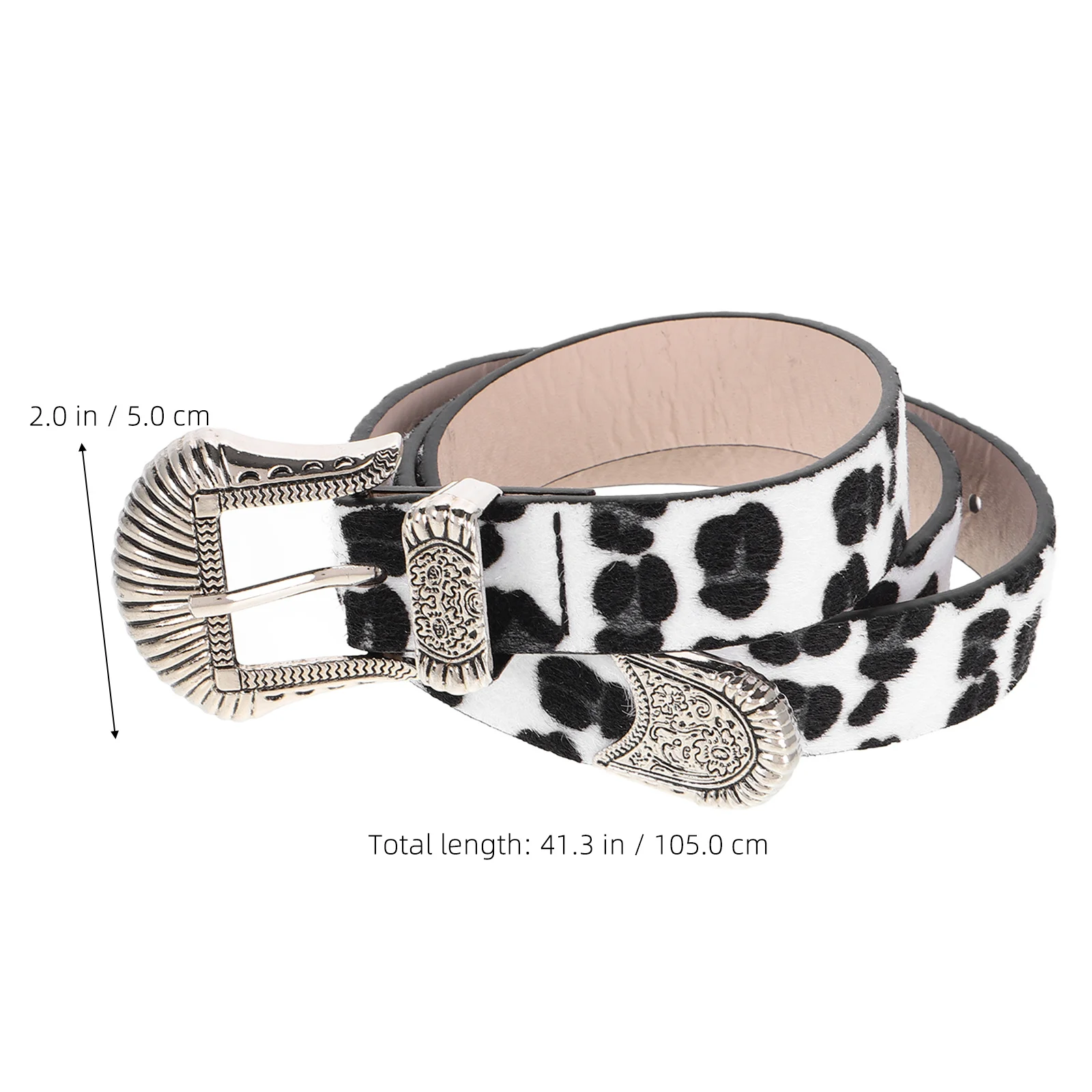 خمر نمط ليوبارد طباعة حزام فو العجل الشعر الغربية مشبك كبير مشبك راعية البقر حزام لفساتين الجينز الإناث موضة عادية