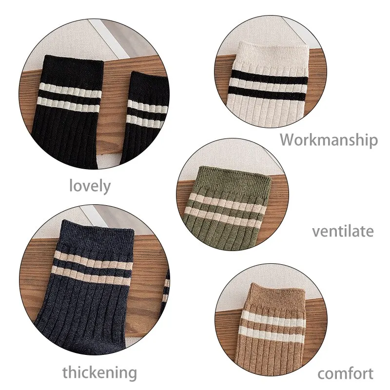 7 Pairs Men\'s New Striped Casual Breathable Socks High Quality Harajuku Retro Socks Men\'s Cotton