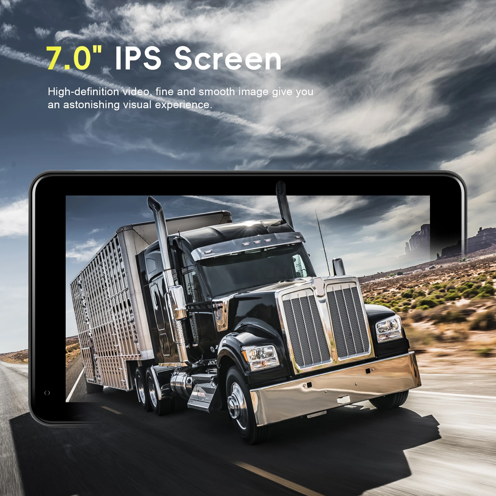 Podofo 7" IPS HD-Display Auto-Monitor Kabellose Solar-Rückfahrkamera Weitwinkel IP68 Wasserdicht Schleifenaufnahme BSD-Funktion