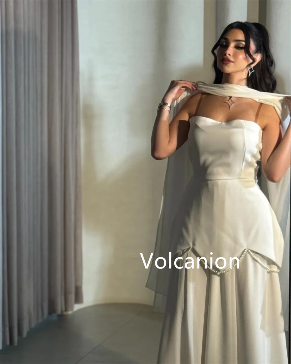 Customized Jersey Beading A-line Strapless Long Dresses Bespoke Occasion Party Simple Modern Style Elegant