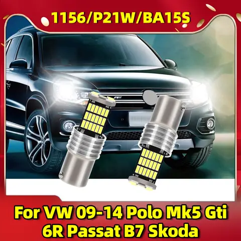 P21W Car LED Bulb Ba15s 1156 Turn Signal Light 6000K Canbus Reverse Lamp For VW 2009-2014 Polo Mk5 Gti 6R Passat B7 Skoda 10 best sales passat b7 light - №10