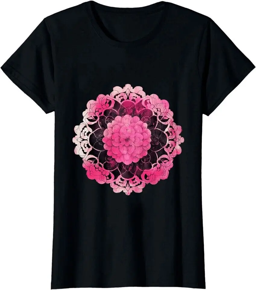 Pink Mandala Pattern Meditation Colorful Geometric Shapes T-Shirt