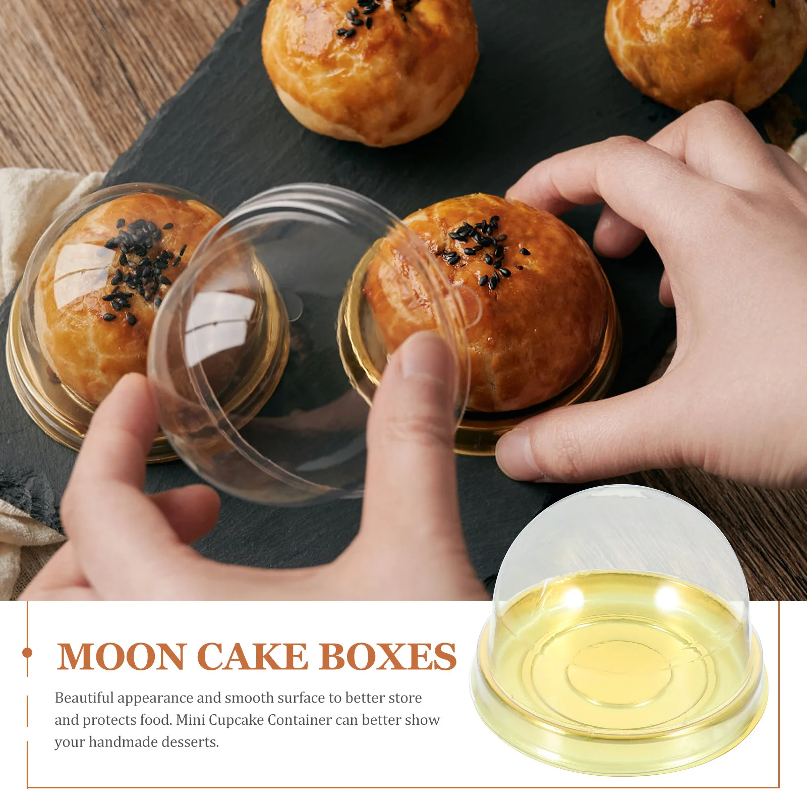 

50Pcs Mini Cake Packaging Box with Dome Lid for Dessert Cupcake Muffin Cheese Pastry Egg Yolk Puff Bakery Display Protection