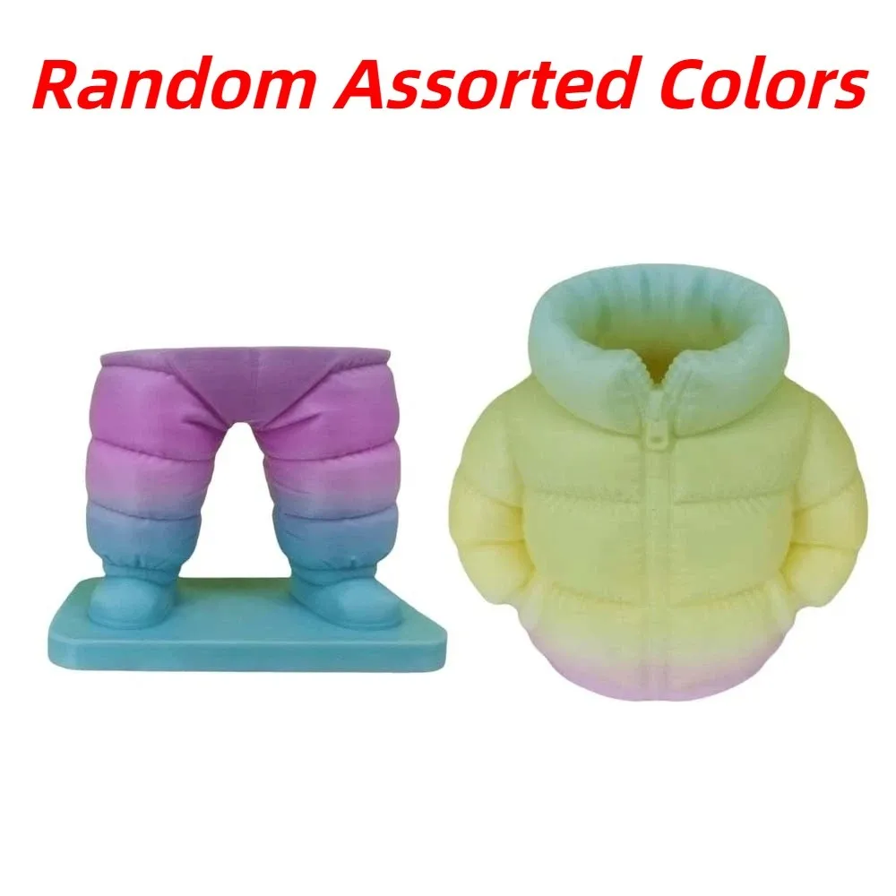 Creative Puffer Jacket Pen Holder Quirky Clothing Shaped PLA Pens Storage Bucket Waterproof Portable Makeup Brush Holder Ruler