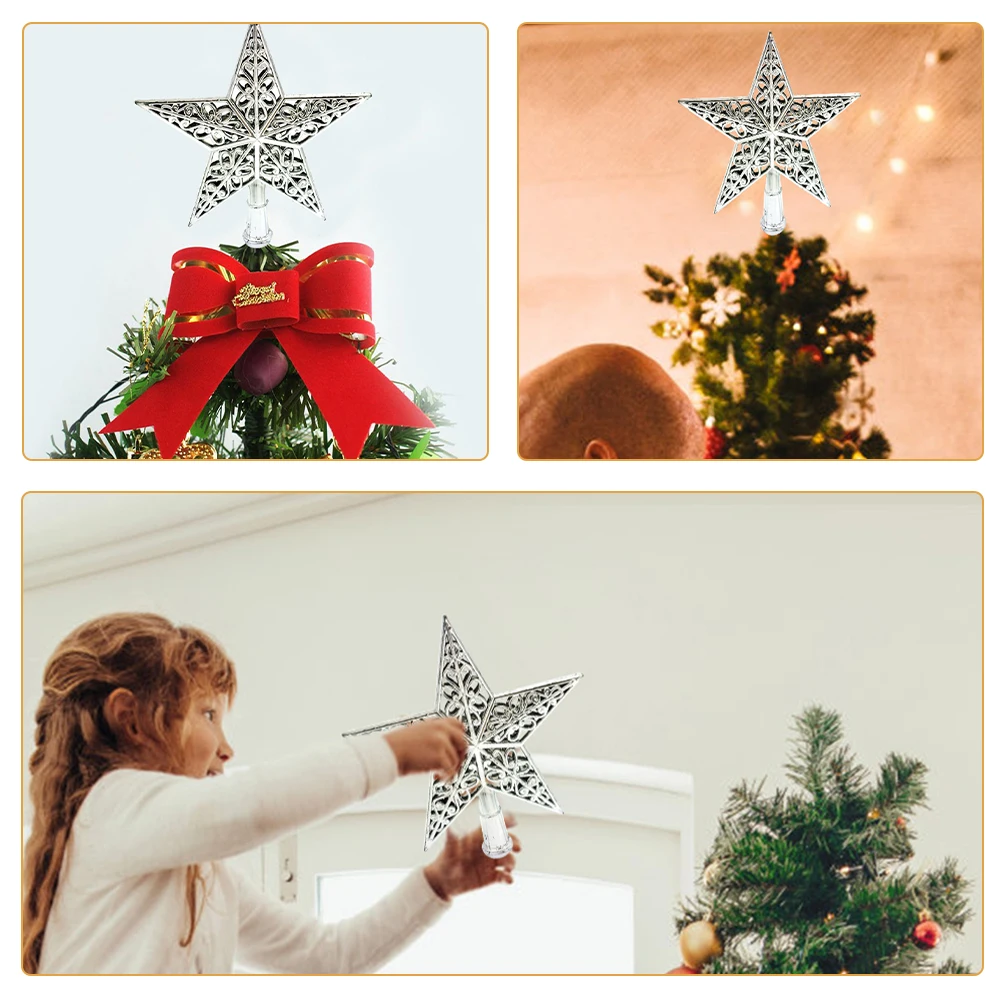 

Christmas Tree Top Star nament 1Pc Premium Plastic Non Fading Glittering Design for Christmas Party Home Office Decor Festive