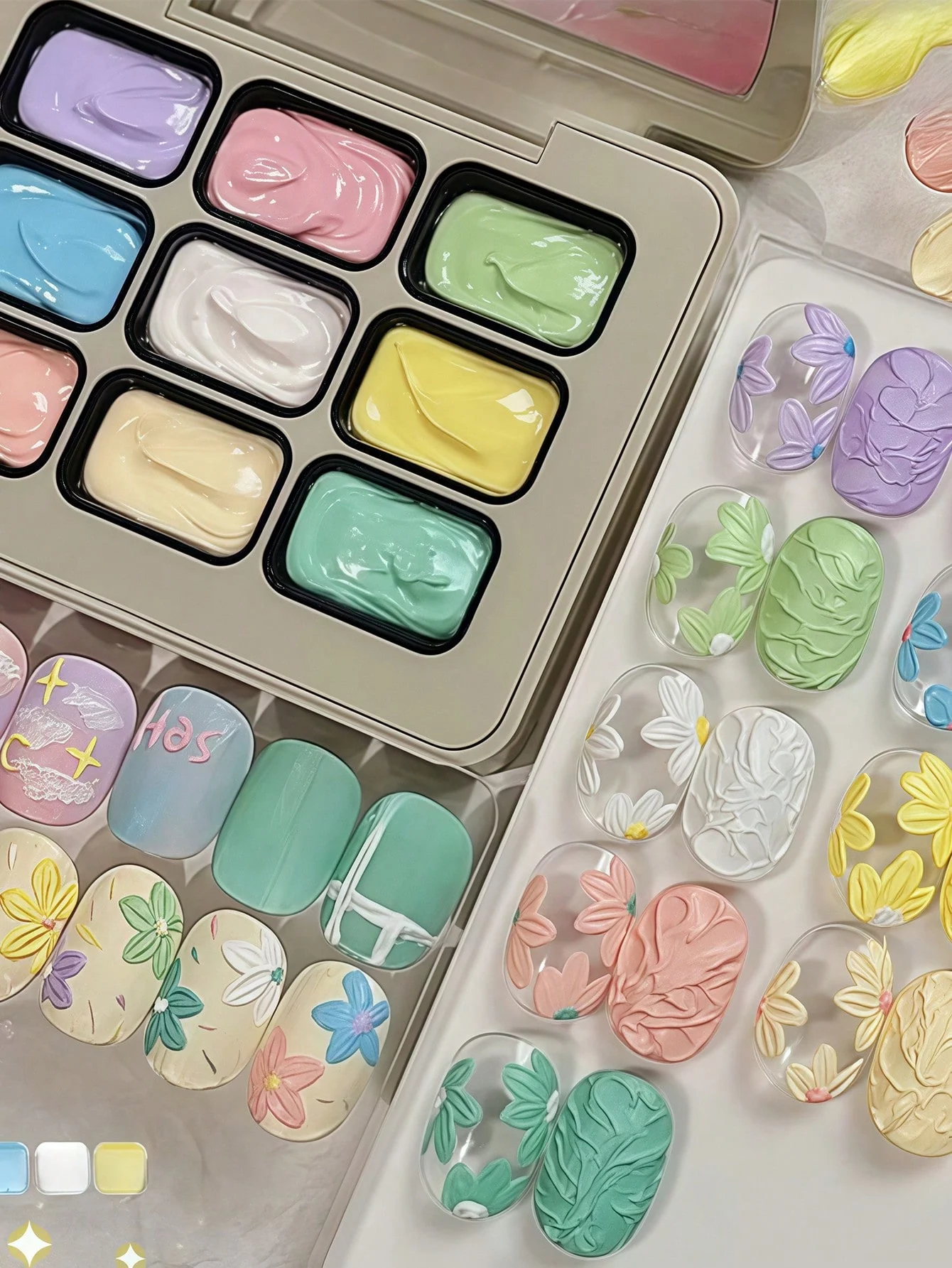 9-Colors Macaron Gypsum Painting Nail Polish Patting  Smudge Canned High Saturation Popular Semi-Solid Nail Polish  Nail