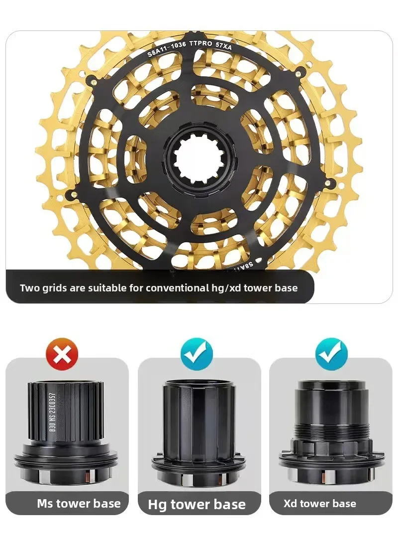TTPRO Rennrad/Mountainbike CNC Ultra-dünne Integrierte 11-Gang-Kassette 28T/32T/34T/36T/40T/42T – Detail 6