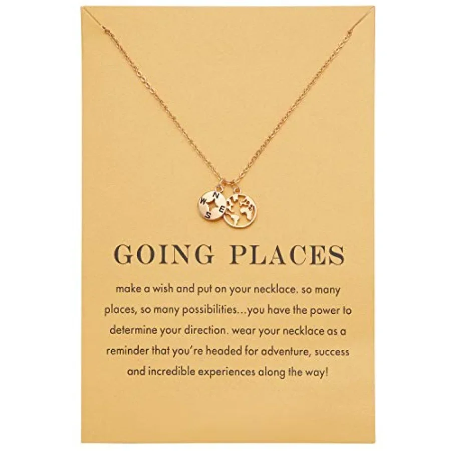 

Dainty 18K Plated World Map Pendant Necklace Graduation Gift for Friends