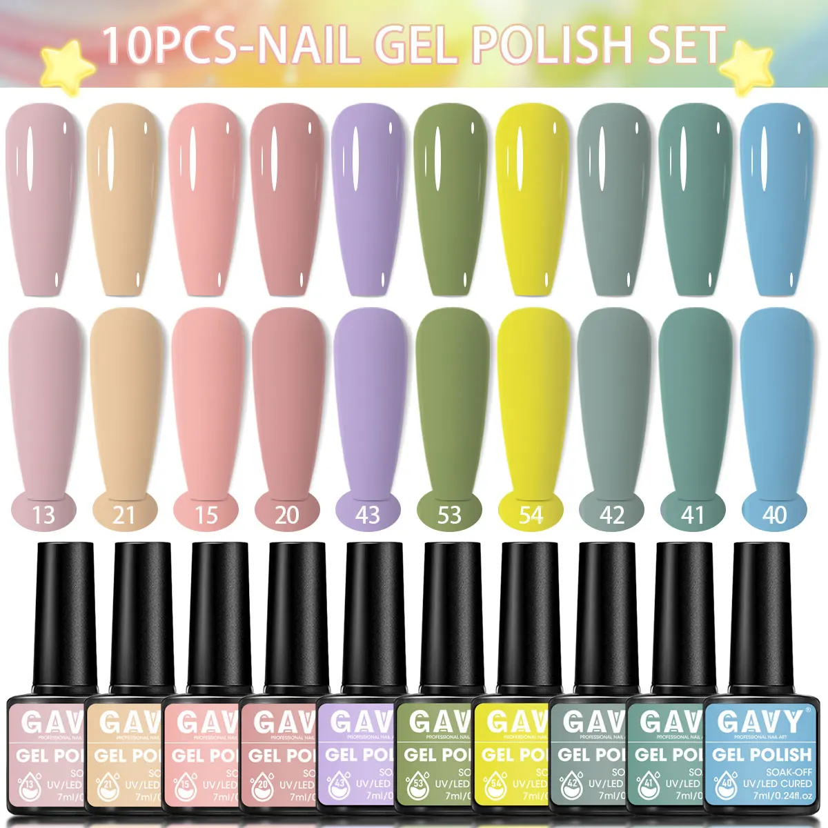 Frühlings- und Sommer-Nagelkunst 2025: Bunte Nägel in 10 Farben – Neuer trendiger Candy Macaroon Nagelgel-Maniküre-Salon – DIY