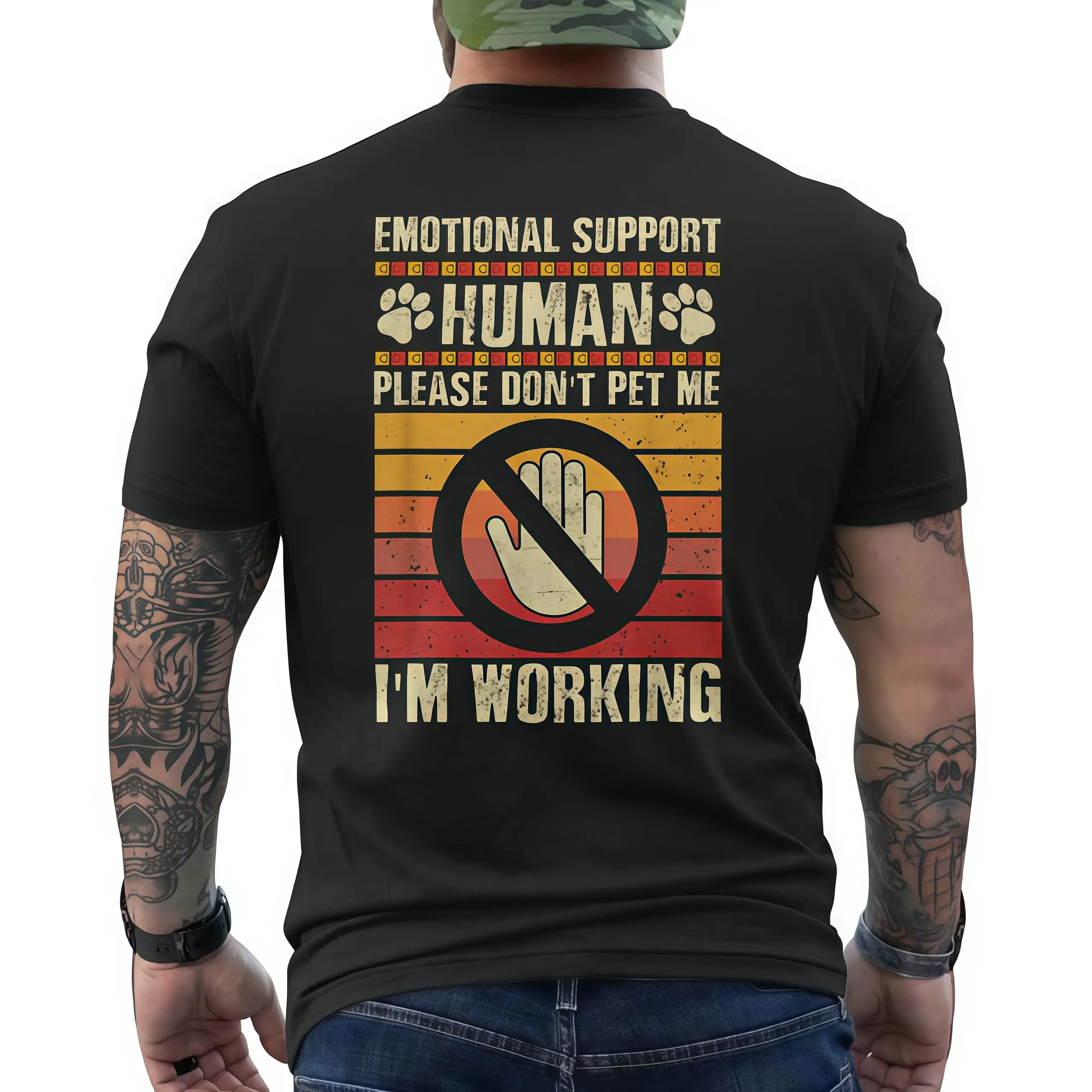 

Funny Emotional Support Human Shirt Don’t Pet Me I’m Working Tee 2025 Gift for Dog Lovers Pet Owner Graphic T-Shirt Retro Style