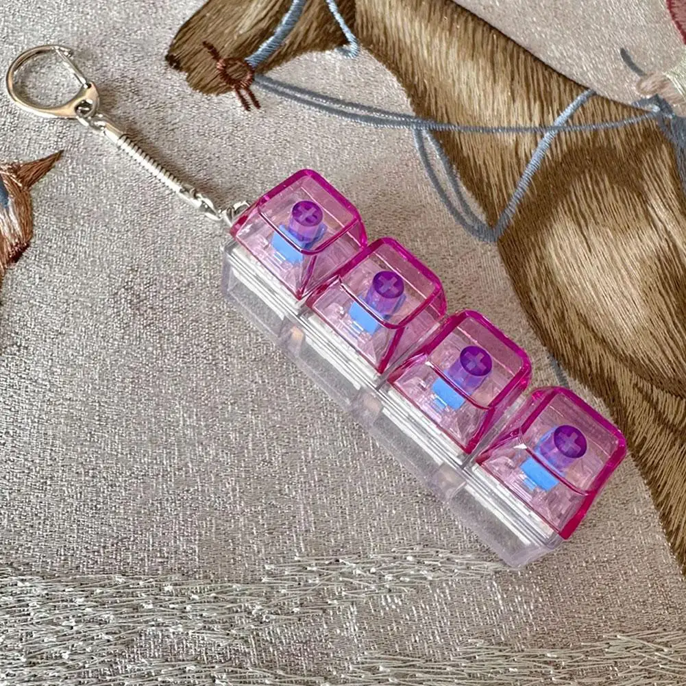 LED Fidget Keycap Toy - Crystal Clicker Sensory Toy for Stress Relief Keyboard Keychain Fidget Gadget For Adults Kids