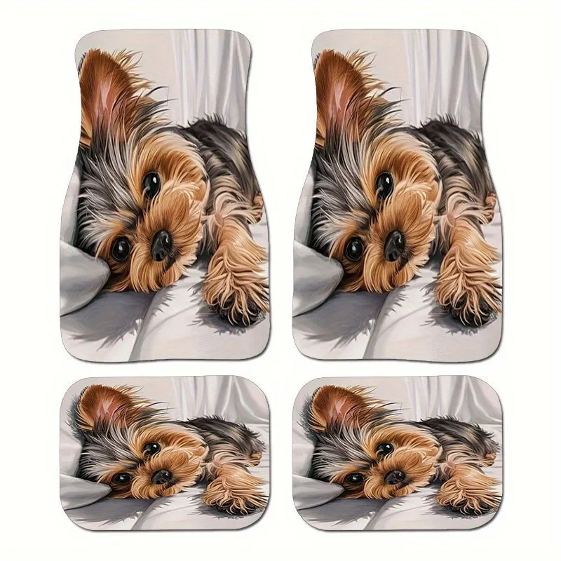 4 Pet-patterned Car Floor Mat, Universal Mat, Soft Crystal Velvet Material, Effectively Collect Hair, Keep The Interior Clean, E
