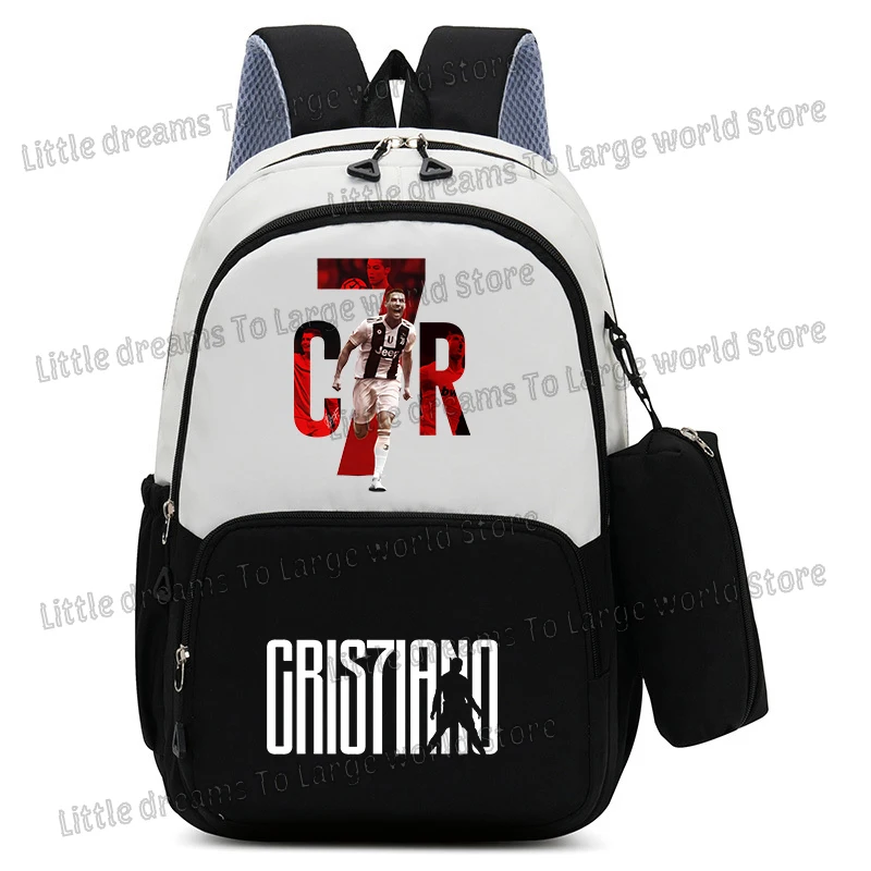 Cristiano Ronaldo Backpack Pencil Bag Football Boys Student Teenager Large Capacity Book Bags Men Rucksack Travel Mochila Gift