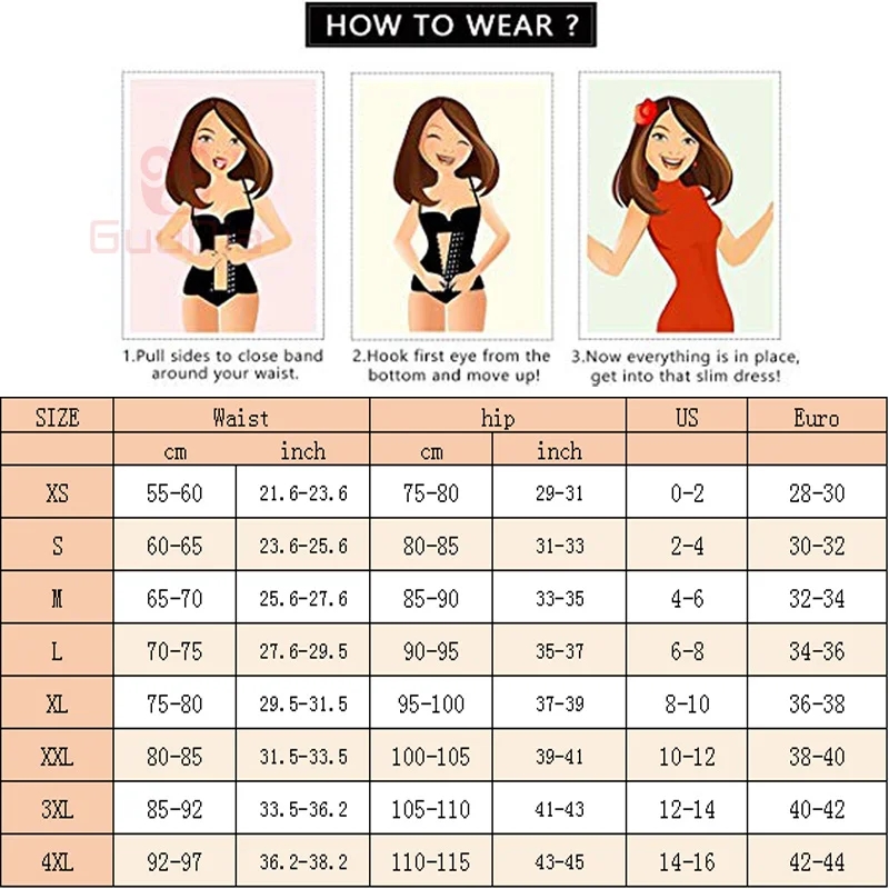 GUUDIA Body Wraps Works for Tighten Loose Skin 6 Rows Buckles Waist Trainer for Women Shaper Corset Body Shaper Girdle Trimmer