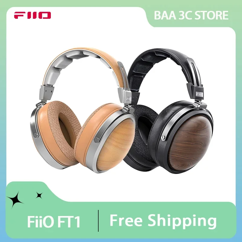 FiiO FT1 HIFI Wired Headphones Walnut Wood Earphones 60mm Dynamic CCAW Nanowood Fiber Composite Closed PC Game Headphones