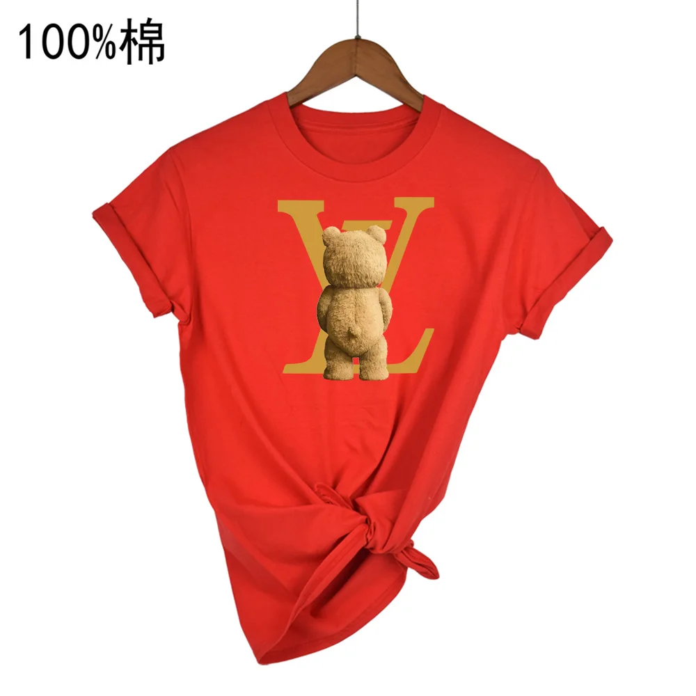 Luxury Brand T-shirt Casual Cute Bear Cute Women\'s Short Sleeve Printed Pattern Tops Fashion Summer Spring Printed Clothing