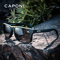 CAPONI Polarized Sunglasses For Men Vintage Brand Designer Driving Sun Glasses Photochromic Square TR Frame Black Shades BS9417