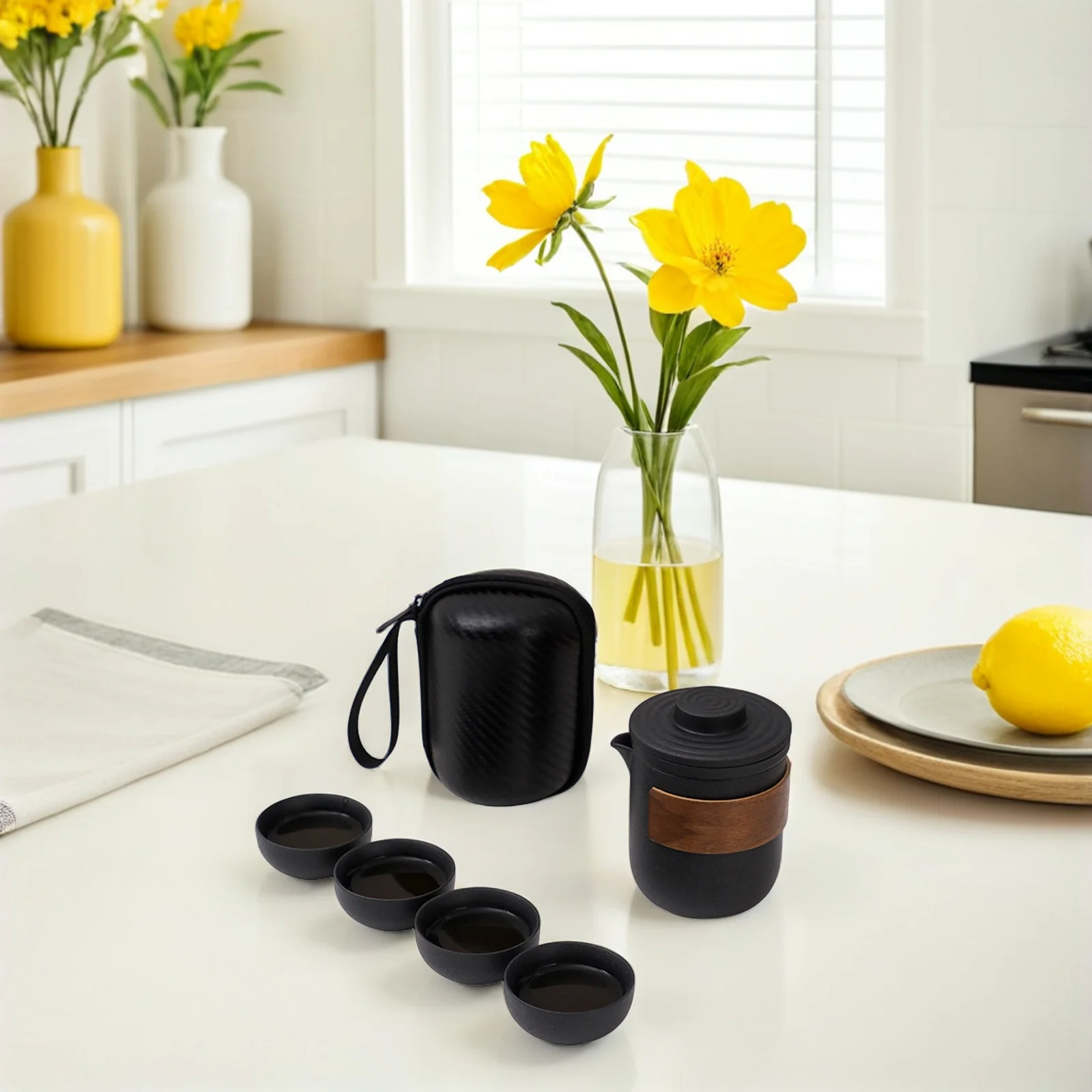 

1Set Ceramic Porcelain Gongfu Tea Set Portable Travel Teapot Cups Ceremony Office Home Picnic Outdoor