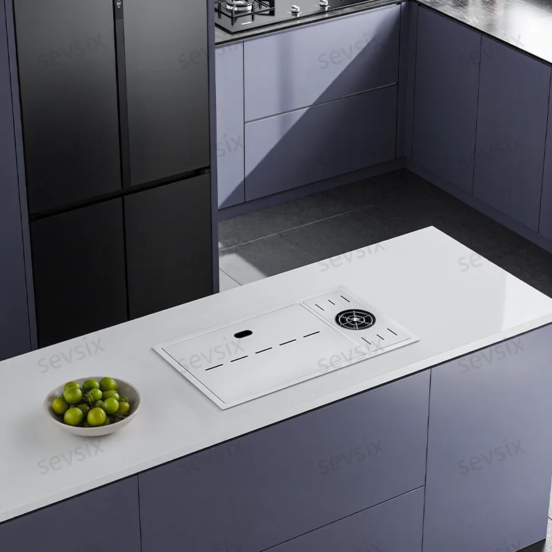 High-End Minimalist Silver Concealed Kitchen Sink – Seamless Flush-Mount Installation Corrosion-Resistant 304 Steel