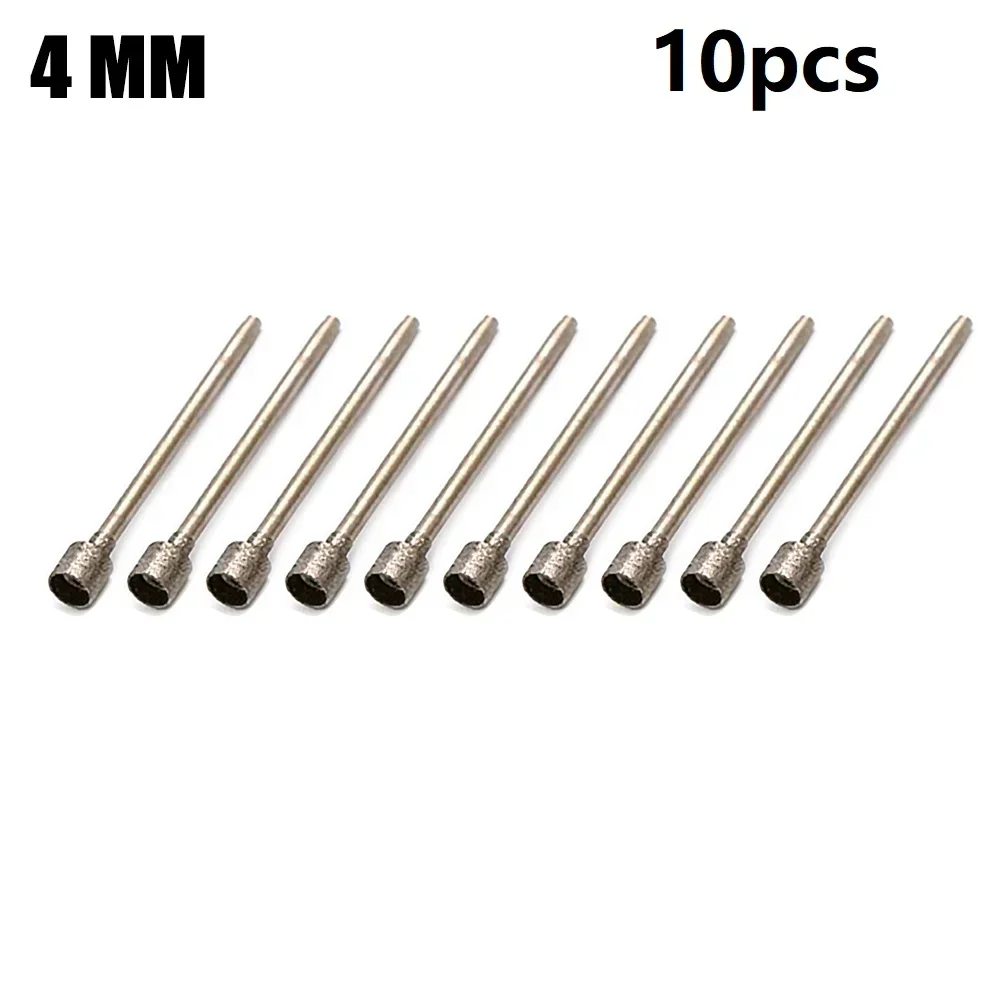 10Pcs 0.8~4mm Rotary Diamond Burr Core Drill Bits Engraving 2.35mm Shank For Glass Tile Grinding Hollow Head Rotary Power Tool