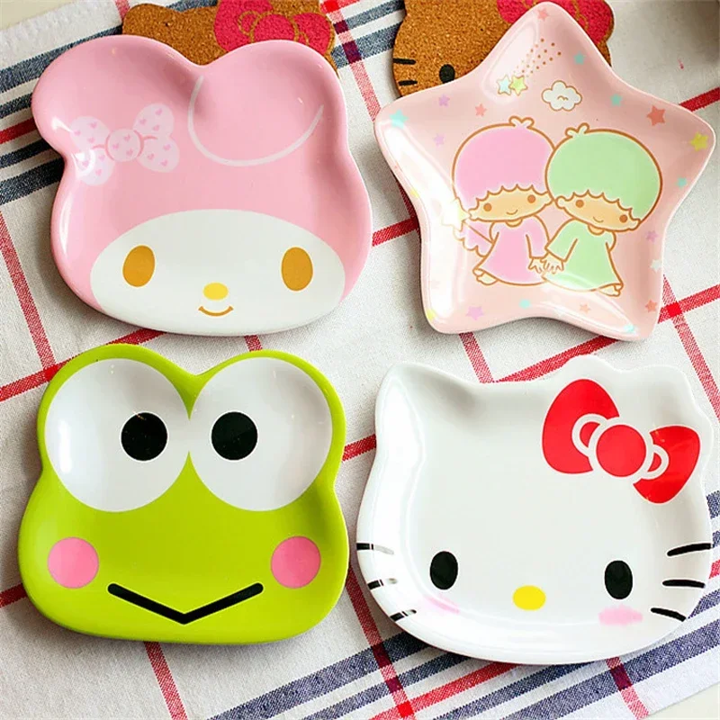 

My Melody Dinner Plate Hellos Kittys Anime Baby Children Kawaii Saucer Tableware Cute Fruit Plates Cartoon Snacks Tray Gift