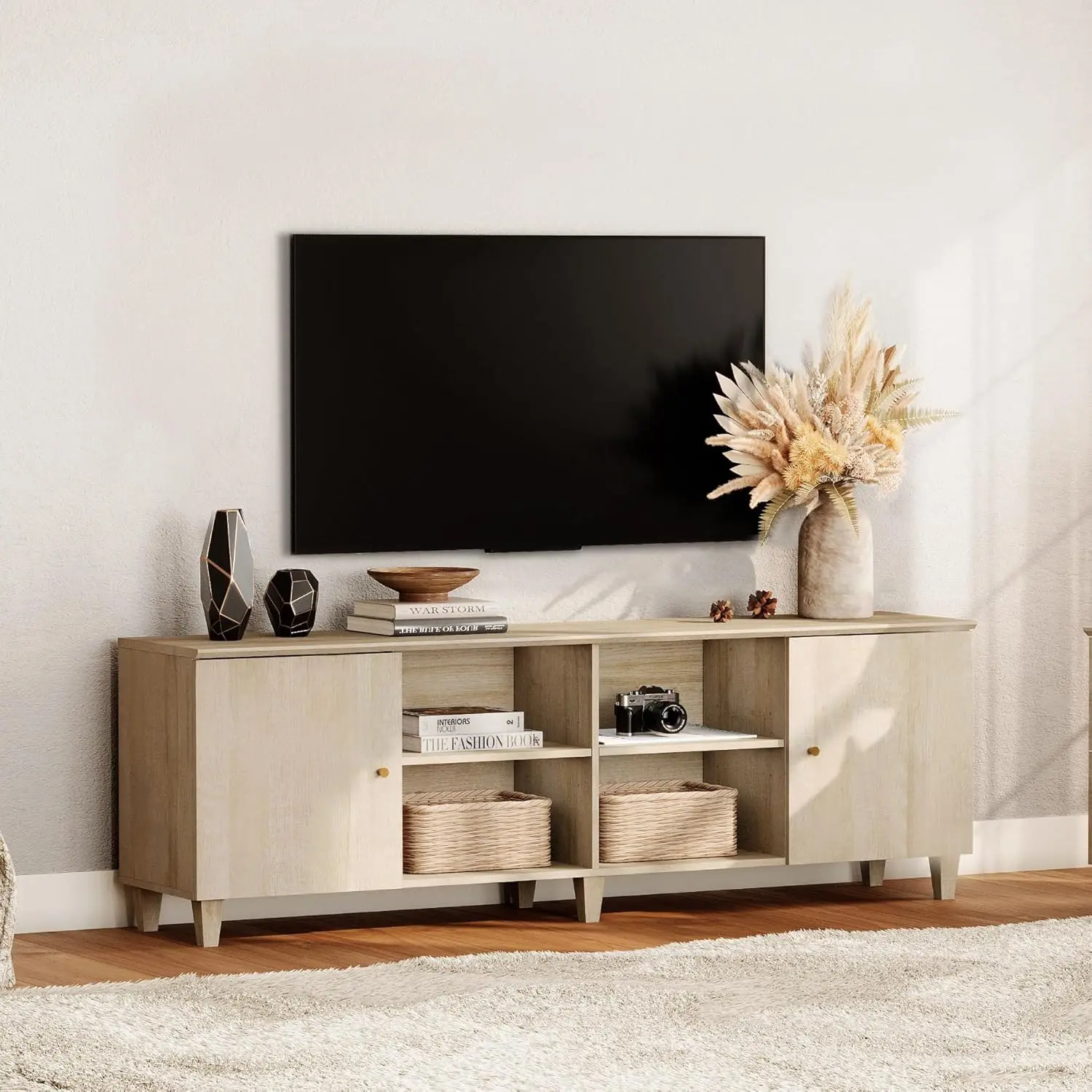 

Тумба под телевизор для экранов 75+ дюймов, деревянный медиацентр в стиле середины века для телевизоров до 70 дюймов с дверцей, широкий консольный стол для медиаоборудования, на заказ