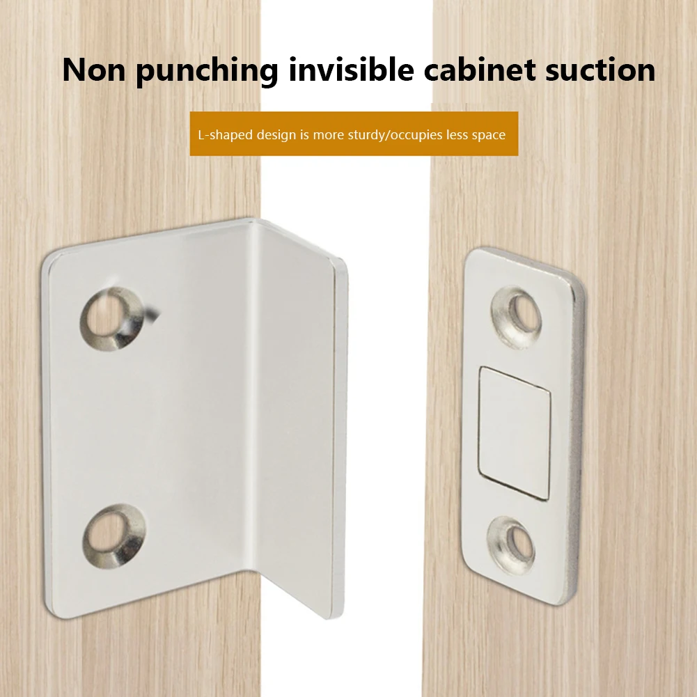 20PCS Punch Free Cabinet Catch Strong Magnetic L-shaped Door Touch Magnetic Suction Ultra Thin Anti Collision Furniture Hardware