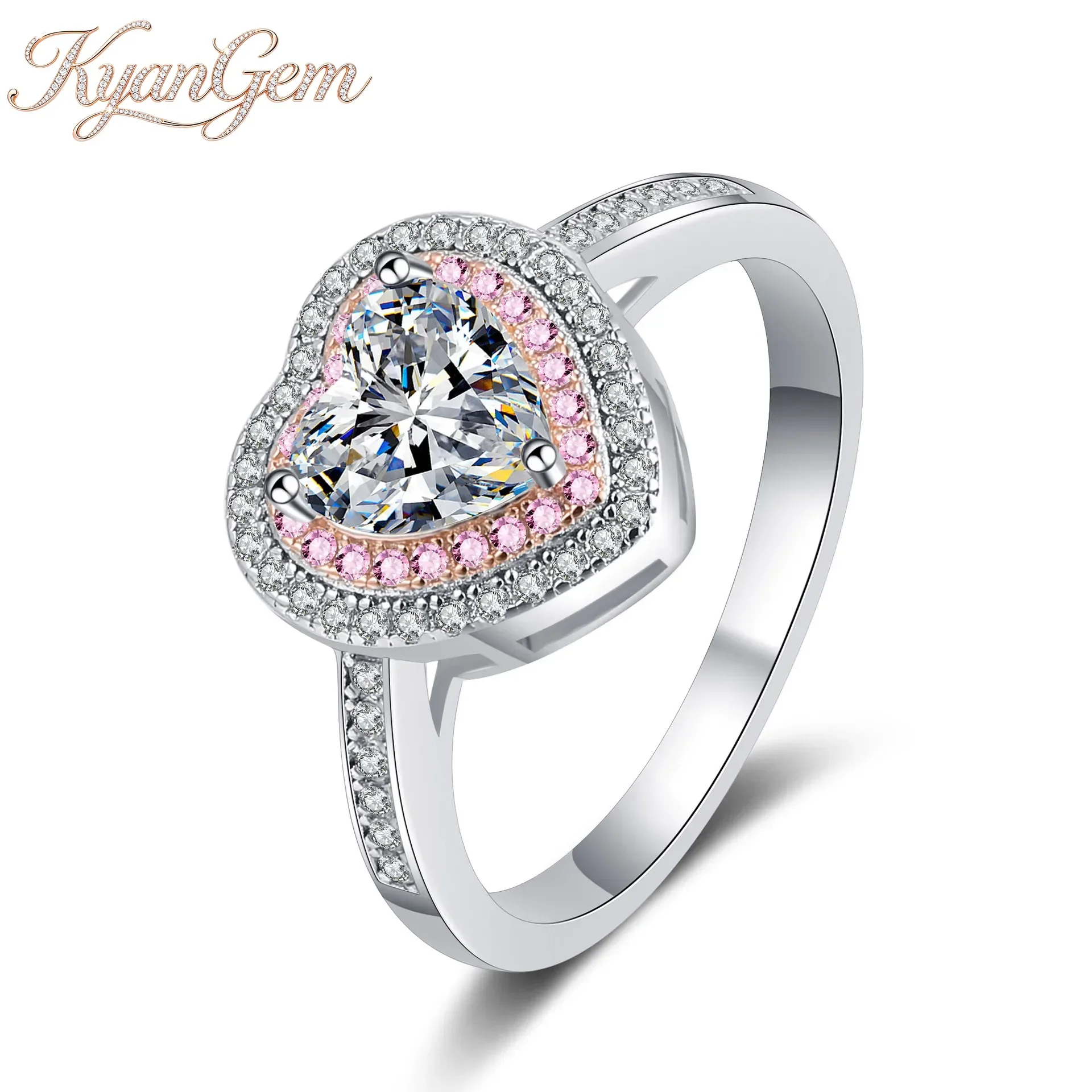 

Модное помолвочное кольцо KyanGem из золота 18 карат с бриллиантами, кольцо из платины PT950 с муассанитом в форме сердца 1 карат
