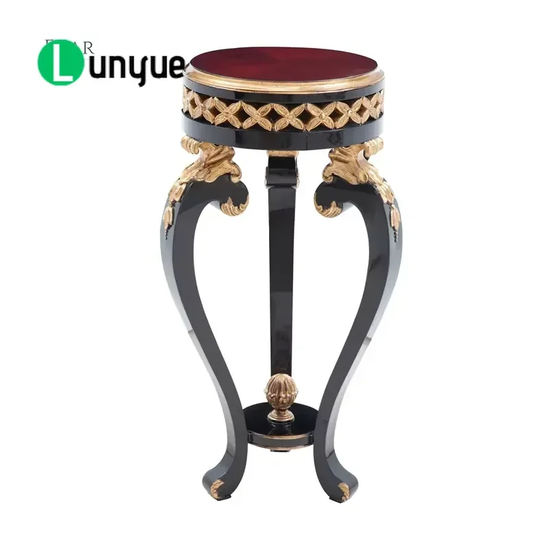 Luxury Neoclassical Solid Wood Flower Stand Antique Telephone Table Side Table for Living Room Villa Decoration Furniture