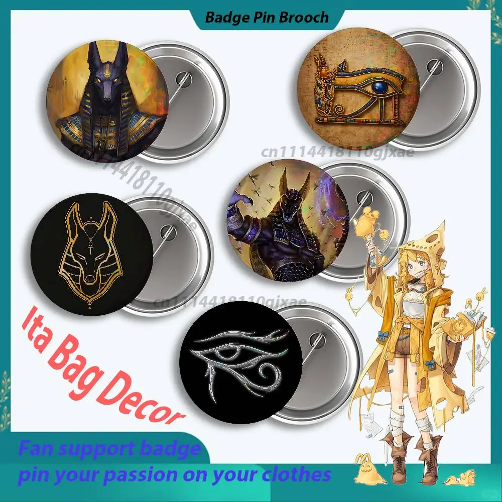 Egyptian Myth Anubis Badges Button Round Creative Pin Brooch Bag Decor Accessories Fans Collect Friends Gifts
