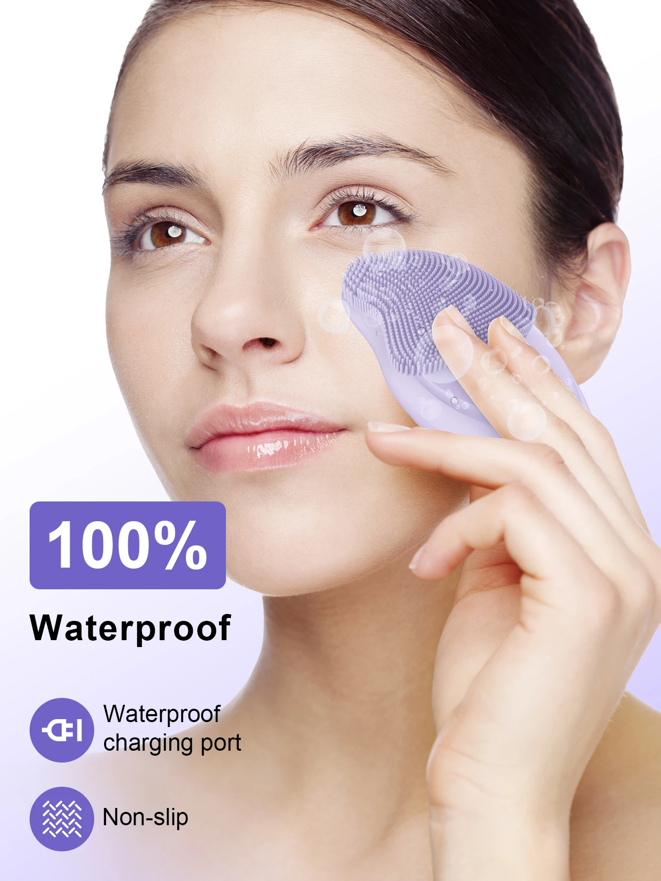 فرشاة تنظيف الوجه من السيليكون بالموجات فوق الصوتية ، منظف المسام العميقة ، مدلك الجلد ، التنظيف الكهربائي #3